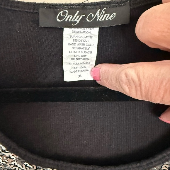 Silver Sequined black tank. “Take me to Vegas!”XL. Only Nine. - Picture 3 of 5